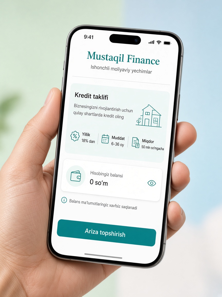 Mustaqil Finance — asosiy ekran